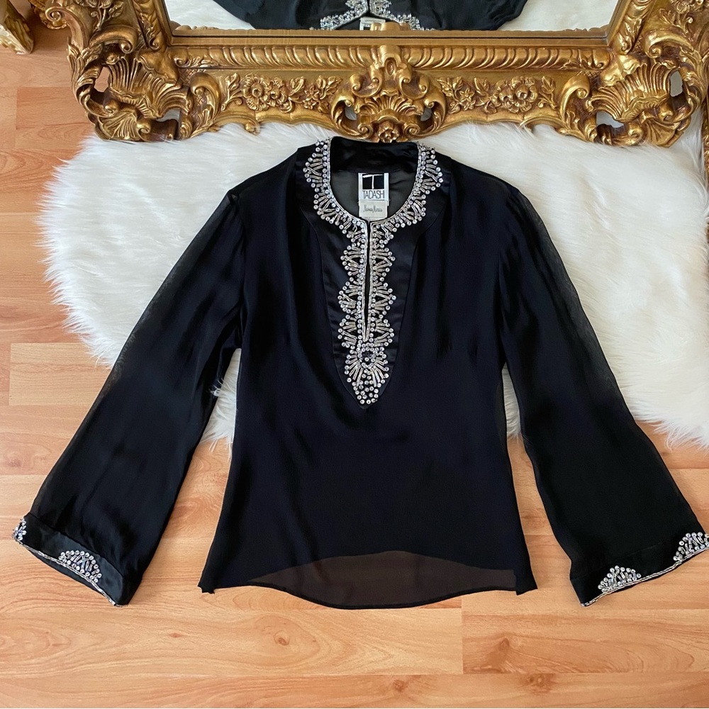 Tadashi Neiman Marcus Silk Sheer Blouse